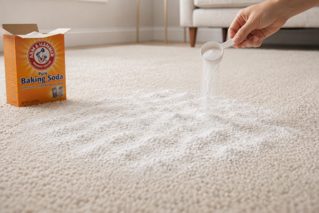 Apply the Baking Soda Carpet Cleaner