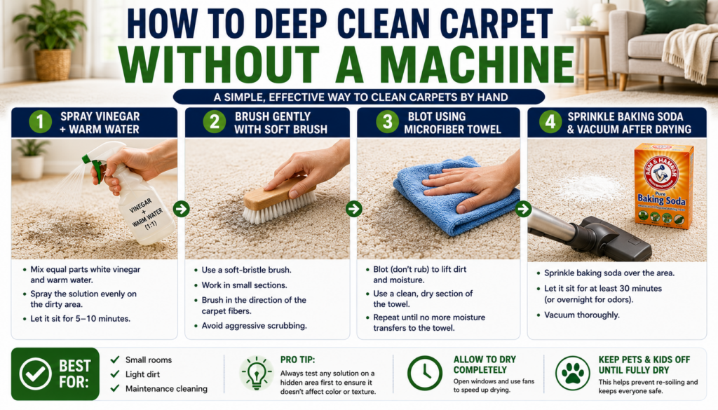 Deep Cleaning Without a Carpet Cleaning Machine