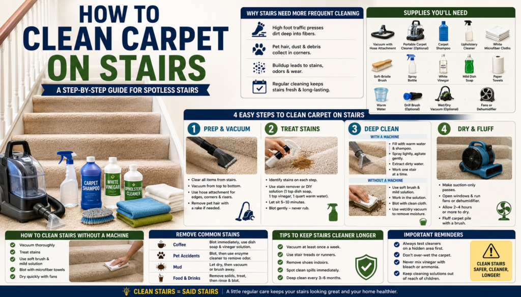 How to Clean Carpet on Stairs
