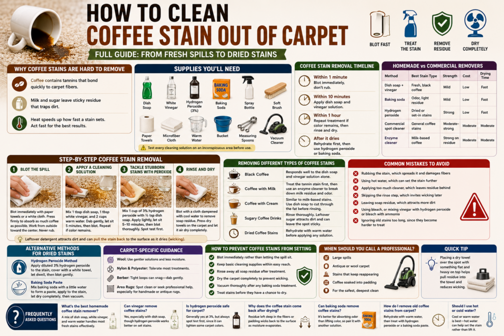 How to clean coffee stains from carpet