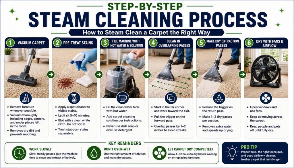 Step-by-Step Carpet Steam Cleaning Process