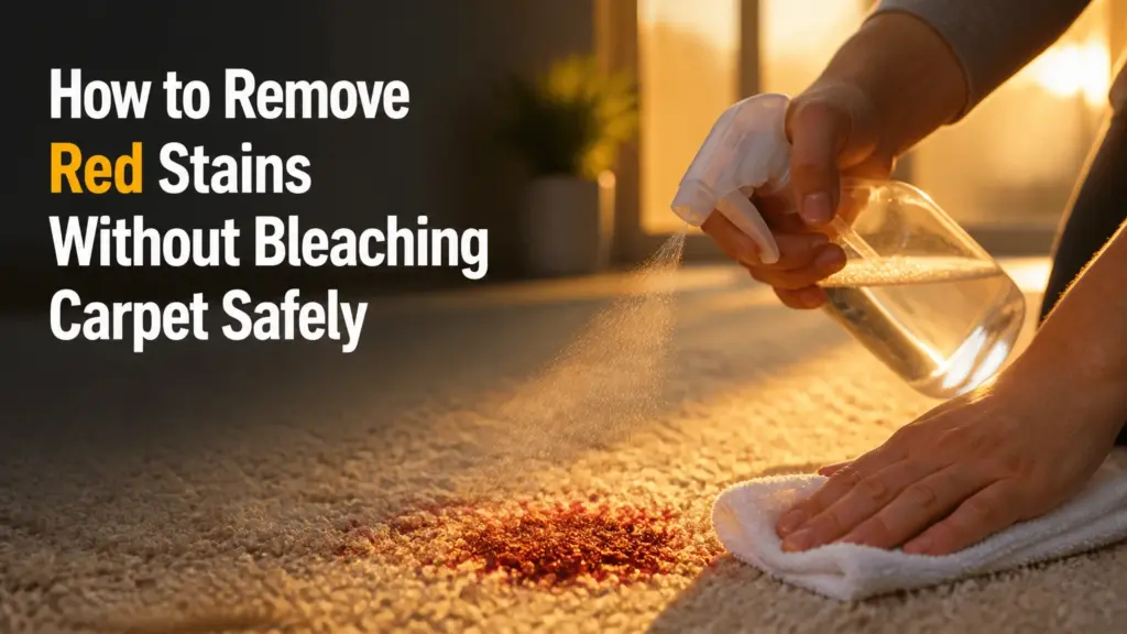how to remove red stains without bleaching carpet