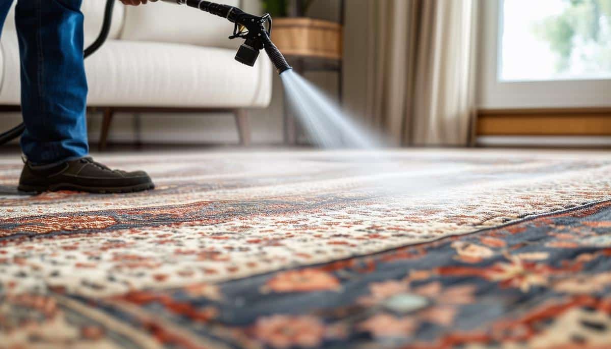 Professional Area Rug Cleaning - technician cleaning an area rug